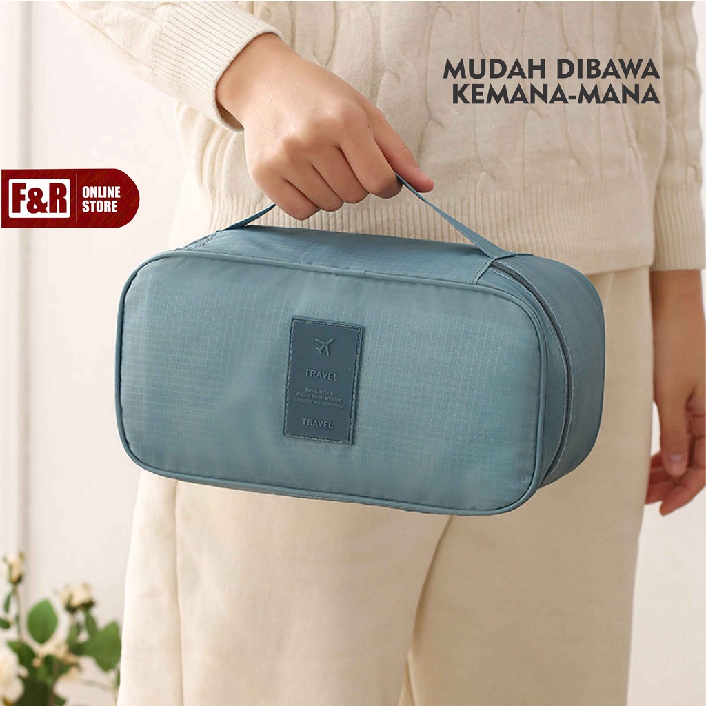 Tas Organizer Travel Pouch Tempat Penyimpanan Pakaian Dalam Bra Celana Dalam Pembalut Serbaguna Traveling Bag Multifungsi Gaya Korea