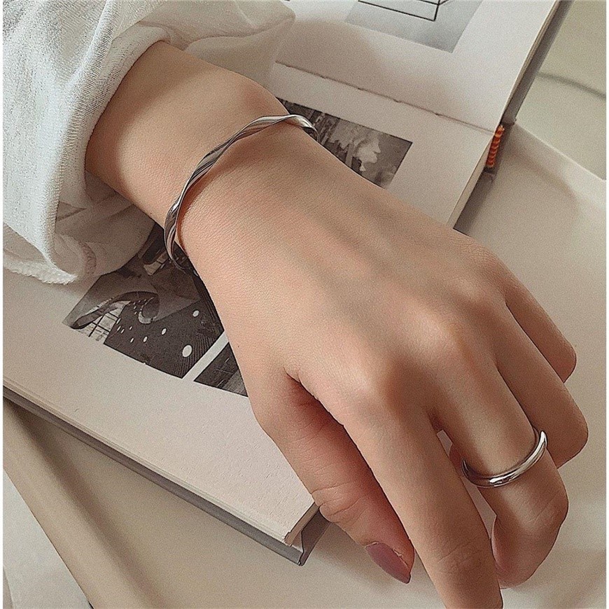 Set Cincin Dan Gelang Model Twisted Cuff Gaya Kasual Untuk Pria Dan Wanita