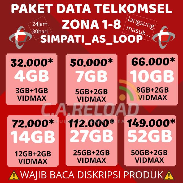 INJECT KUOTA ISI ULANG TELKOMSEL, HARGA SESUAI ZONA LEBIH ...