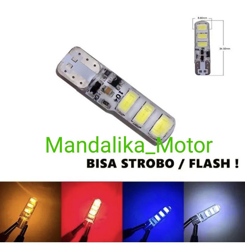 Sen colok jelly T10 6led flash non flash harga sepasang 2pcs