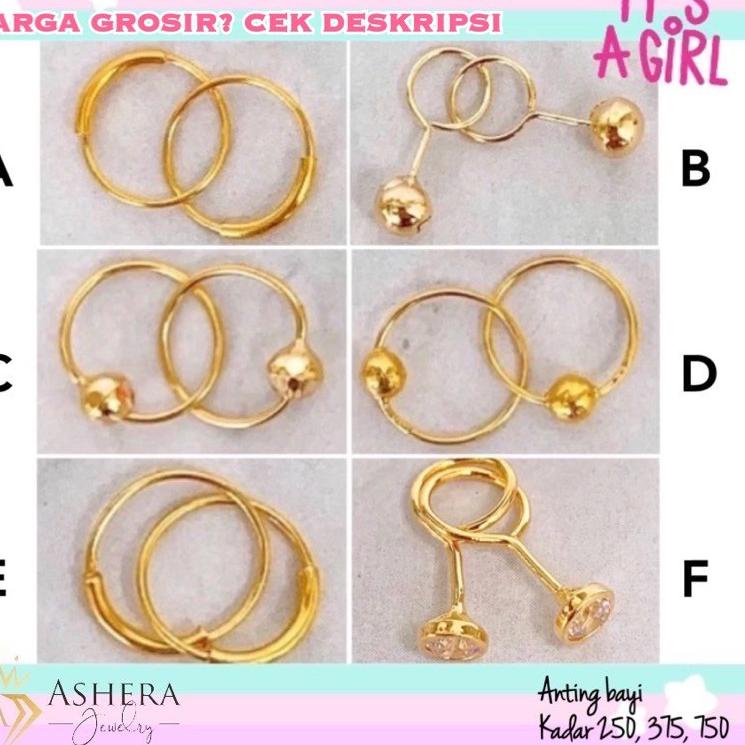 Promo MCL46 PERHIASAN EMAS ASLI ANTING TOGE LOOP END KADO LAHIRAN BULAT BAYI NEWBORN ANAK BALITA KAD