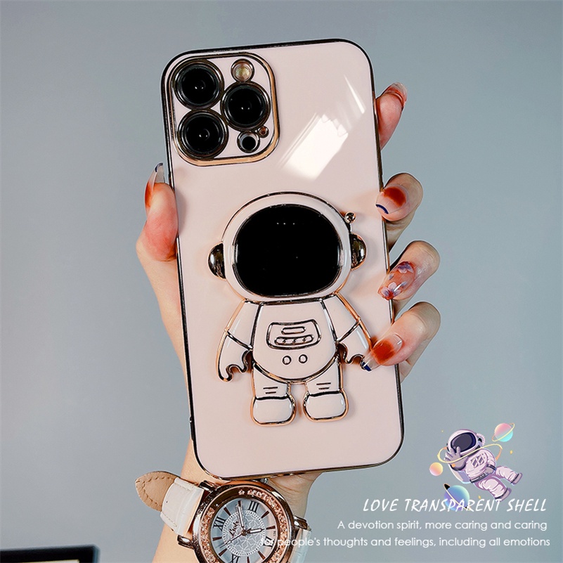 Soft Case TPU Motif Astronot Untuk Samsung A12 A72 A52 A52s A71 A51 A50 A50s A30s A20 A30 M12 S20 S21 FE S22 Ultra Plus Astronaut Electroplate Phone Case Soft TPU Silicone Case Shockproof Drop Resistance Protective Cover