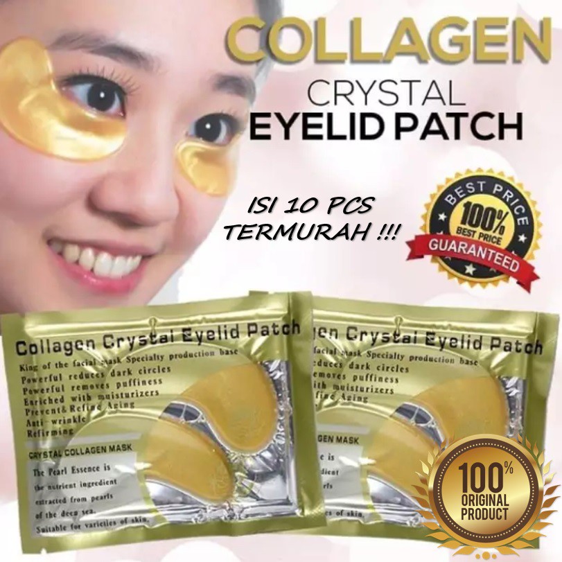 Termurah !! 10 Pcs - Masker Mata Gold Collagen Crystal Eyelid Patch / Collagen Crystal Eye Mask Eyelid Patch / Masker Mata Panda Kantung / Masker Mata Untuk Tidur / Masker Wajah untuk Mata Anti Penuaan Dini / Masker Mata Emas Original - Bisa COD