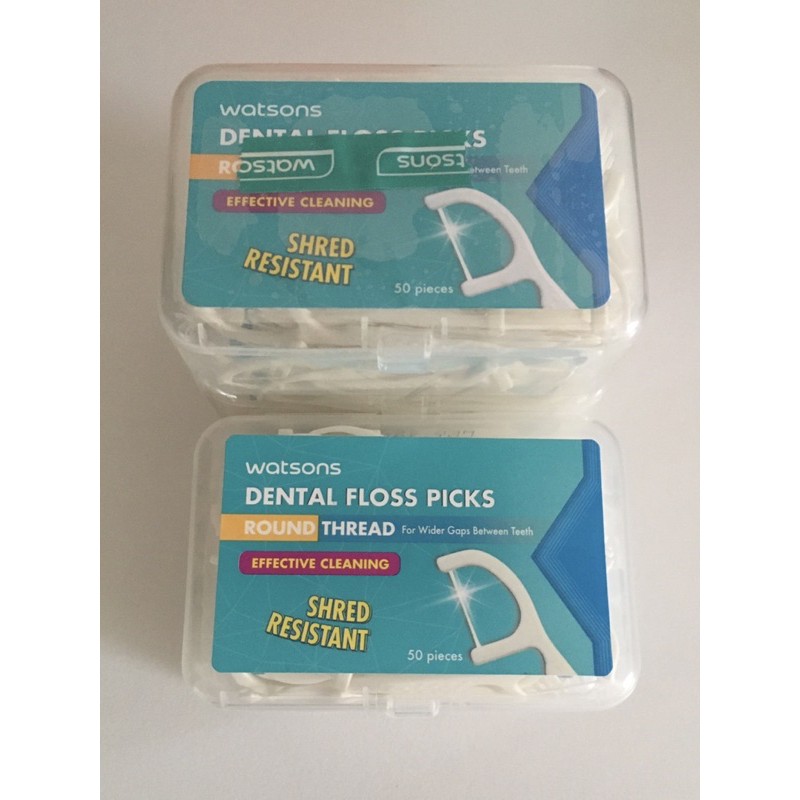 Jual Watsons Round Thread Dental Floss Picks / Benang Tusuk Gigi 50 pcs