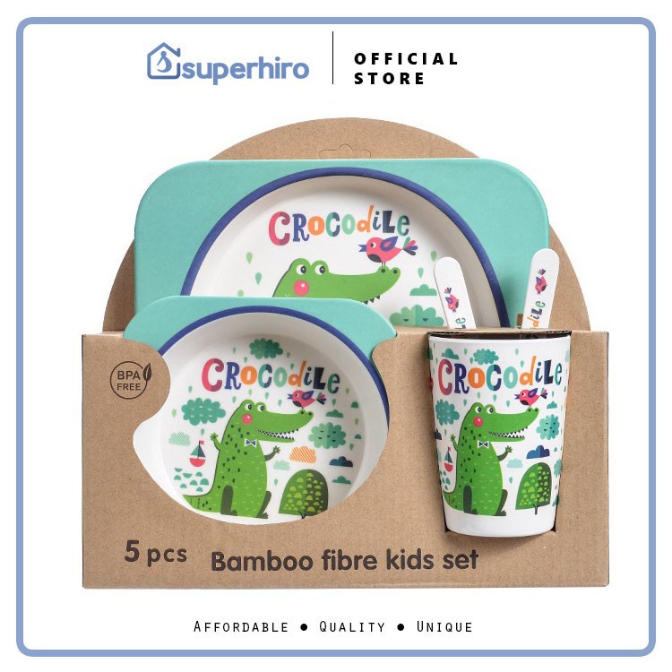 Eco Bamboo Fiber Feeding kids Set / Peralatan makan Anak / Kado Hadiah