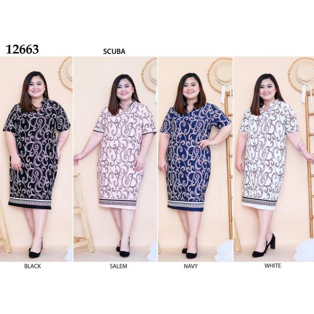 domdom Bayar COD DDC12663 Dress Jumbo bahan premium scuba import murah