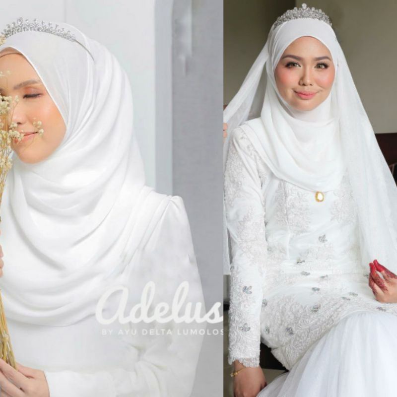 CUSTOM SIZE Wedding Hijab by Adelus Bahan Ceruty BabyDoll