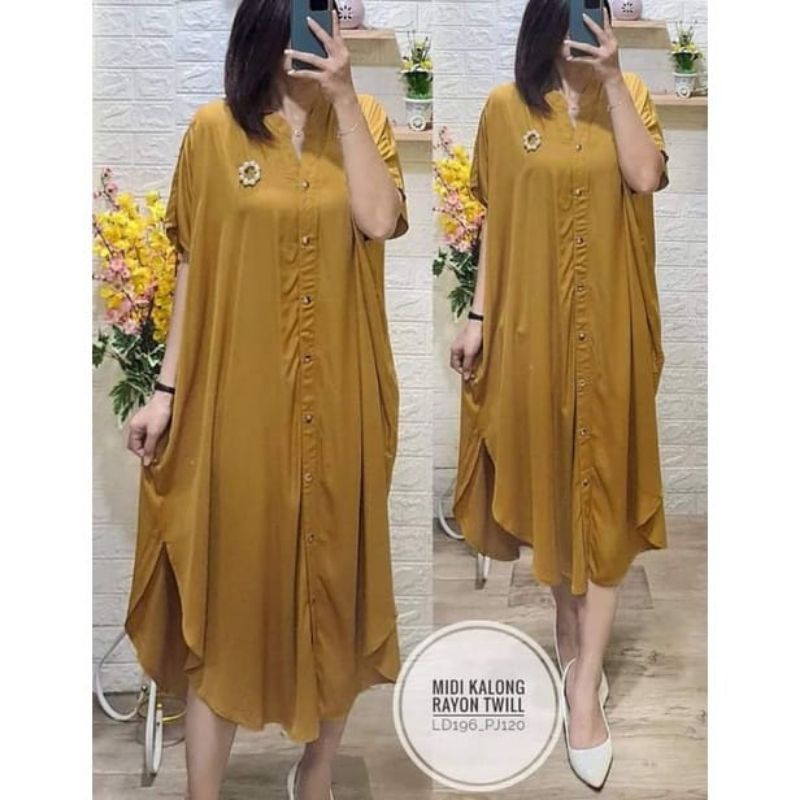 Batwing Midi Dress Kalong Jumbo Kekinian Busui Premium HQ