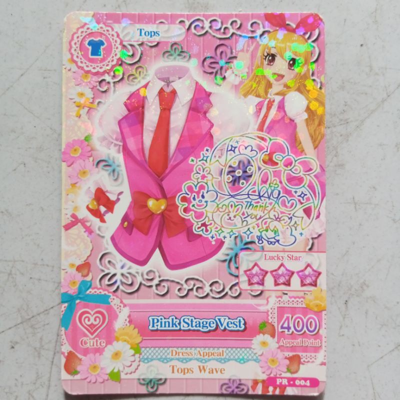 Aikatsu Promo Pink Vest Tanda tangan Ichigo