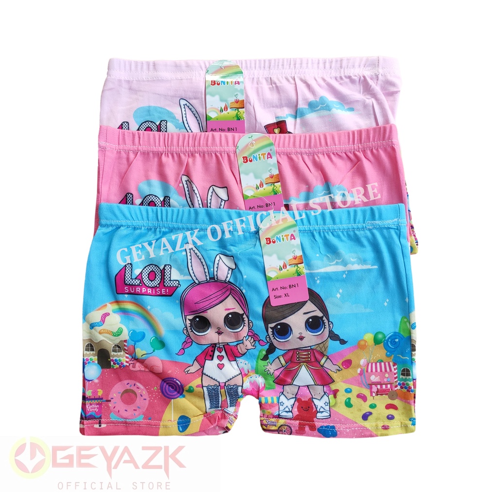 6 Pcs Celana Boxer Anak Perempuan Karakter Gambar Pakaian Dalam