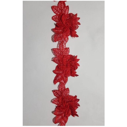 Pondok Gede Store Bordir Renda Tasik Roll Violet Merah Lace Patch Tempel Embroidery