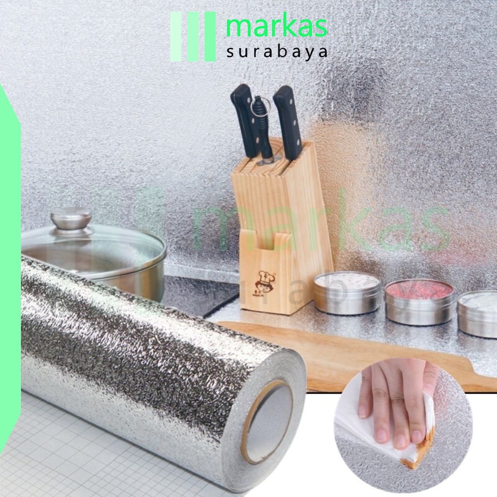 MARKAS - HL0208 Wallpaper Aluminium Foil Anti Minyak Tahan Api Stiker Dinding Dapur