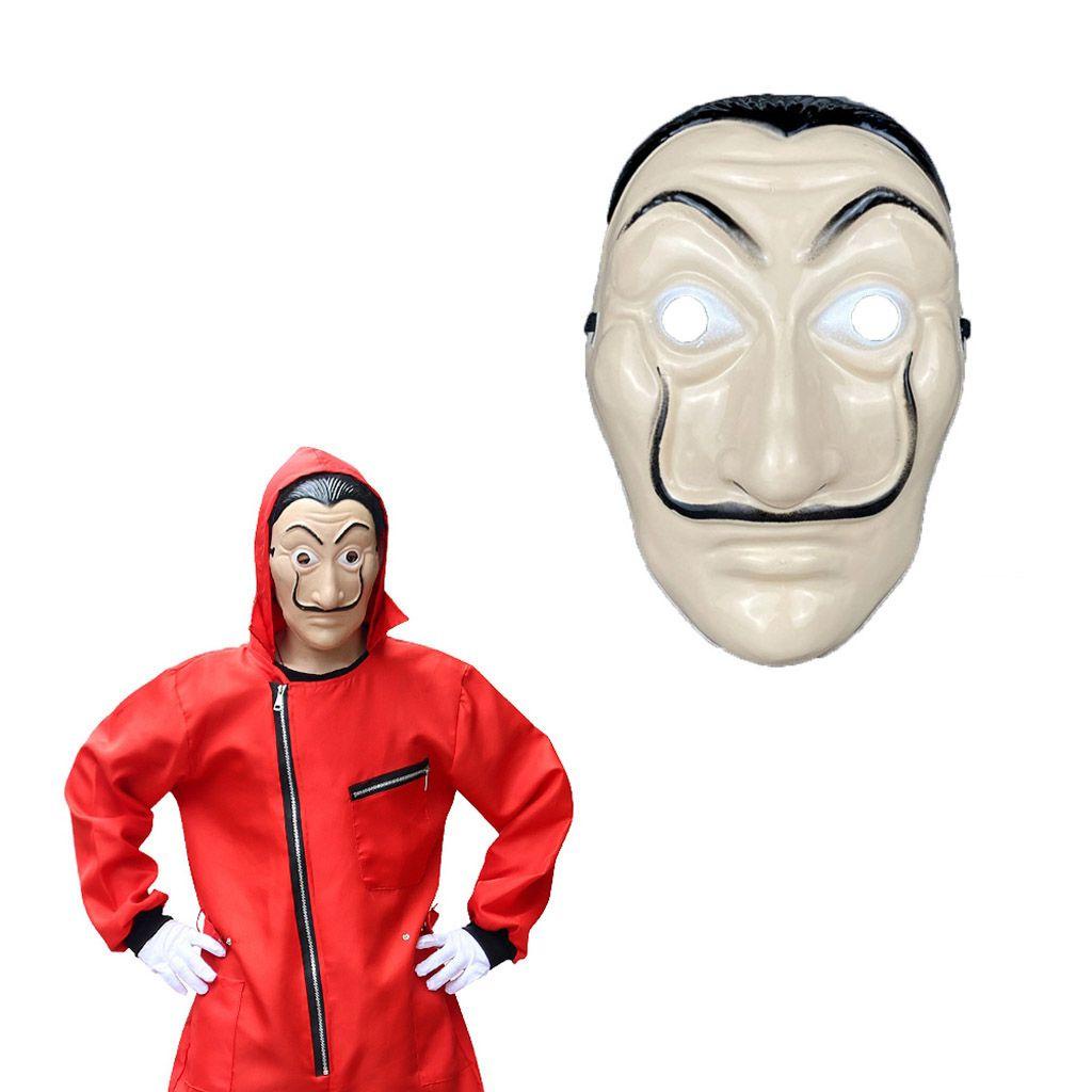 Topeng Money Heist Halloween Kreatif Plastik Film La casa de papel Halloween DIY Aksesoris Cosplay Salvador Dali Topeng