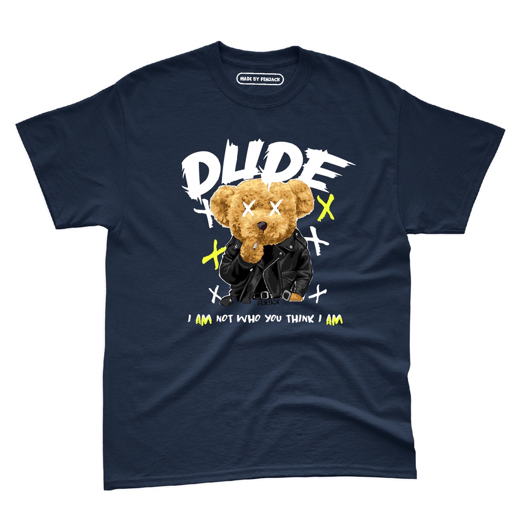 Aviotic Tshirt / Kaos Lengan Pendek DUDE BEAR ( Sablon ) Unisex Pria &amp; Wanita