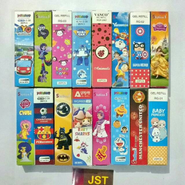 

Refill Gel Pen / Isi Ulang Pulpen Gel Karakter Lucu Fancy Berbagai Merk