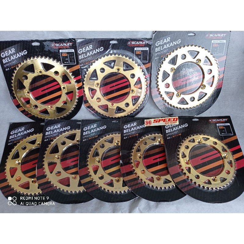 GIR SPROCKET BELAKANG KLX150 SCARLET MXSERIES GOLD UK45T-46T-47T-48T-49T-50T-51T-52T-53T-54T-55T-56T-2