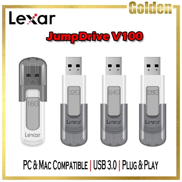 Lexar Flashdisk Jumpdrive V100 USB 3.0 32GB 64GB 128GB 256GB Garansi Resmi Original