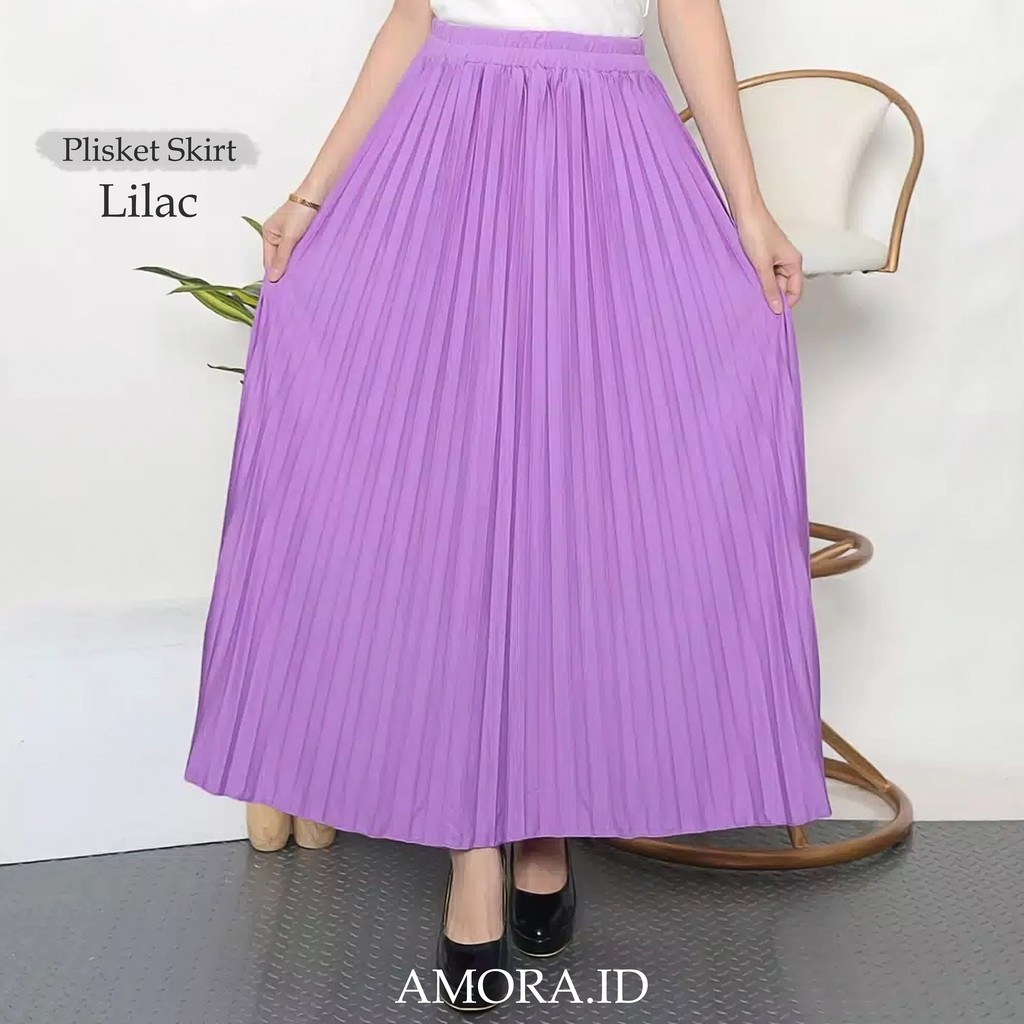 AMORA - ROK PLISKET PREMIUM Bahan Tebal Maxi Skirt Fit S-XXL