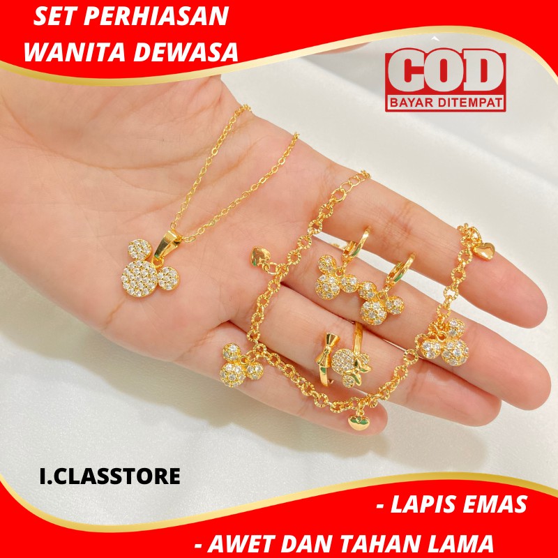 Set perhiasan kalung gelang cincin anting wanita dewasa xuping lapis emas / aksesoris fashion wanita