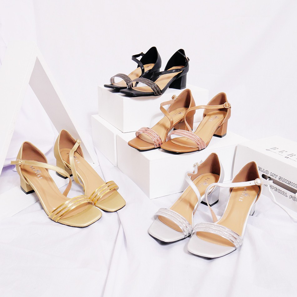 Bernike shoes - Sandal Pesta Strap Tali Hak Tahu Wanita CELLA Block Heels