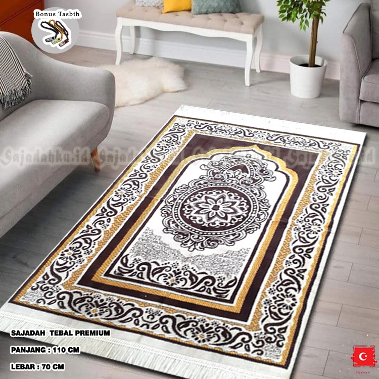 Sajadah Turkey Turki Ukuran 70x110cm Bahan Beludru Peralatan Sholat