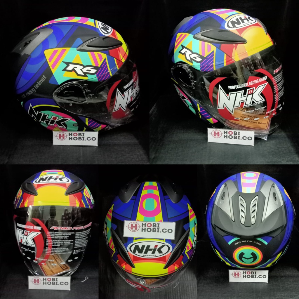 HELM HALF FACE NHK R6 R-6 MOTIF PIGMENT BLACK DOFF