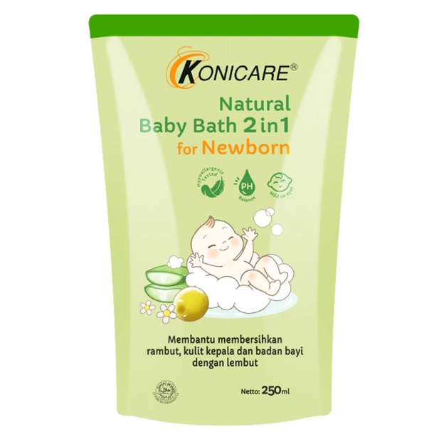 KONICARE Natural Baby Bath 2 in 1 for Newborn 250 ml Refill