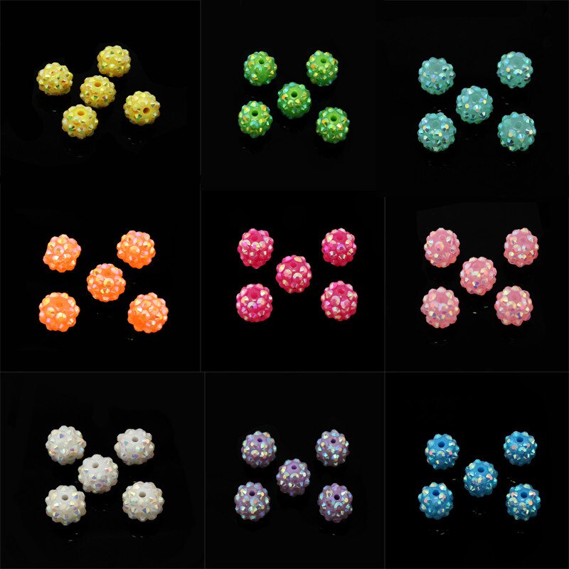 10 pcs AB Warna Manik-manik-Manik-manik Berlian Imitasi-Bling Beads-Resin Berlian Imitasi Beads Untuk Wanita Gelang Kalung Untuk Aksesoris Pembuatan Perhiasan Liontin DIY