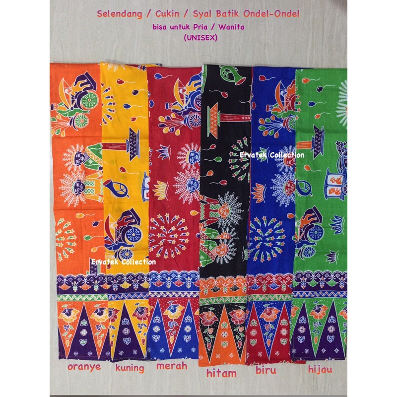 Selendang Batik Betawi Ondel Ondel / Cukin / Sorban / Syal Batik Tumpal-1