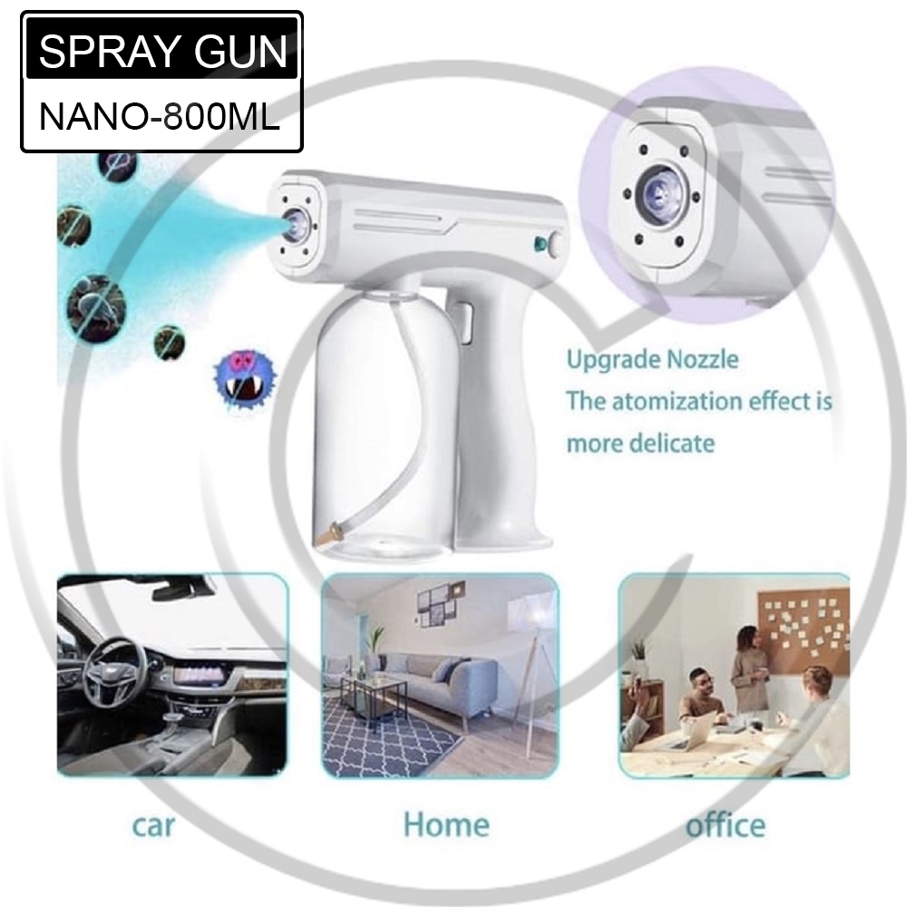 USB Nano Spray Gun / Alat Semprot Disinfektan Healthy Lifestyle Wireless Charging Nano Blue Light Atomizer Botol 800ml - CO