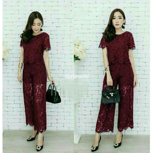 Nabtik Dania Setelan Wanita Muslim Katun Rayon Import Ld115 Motif ZD323 [St Kulot Brukat Marron Ve]