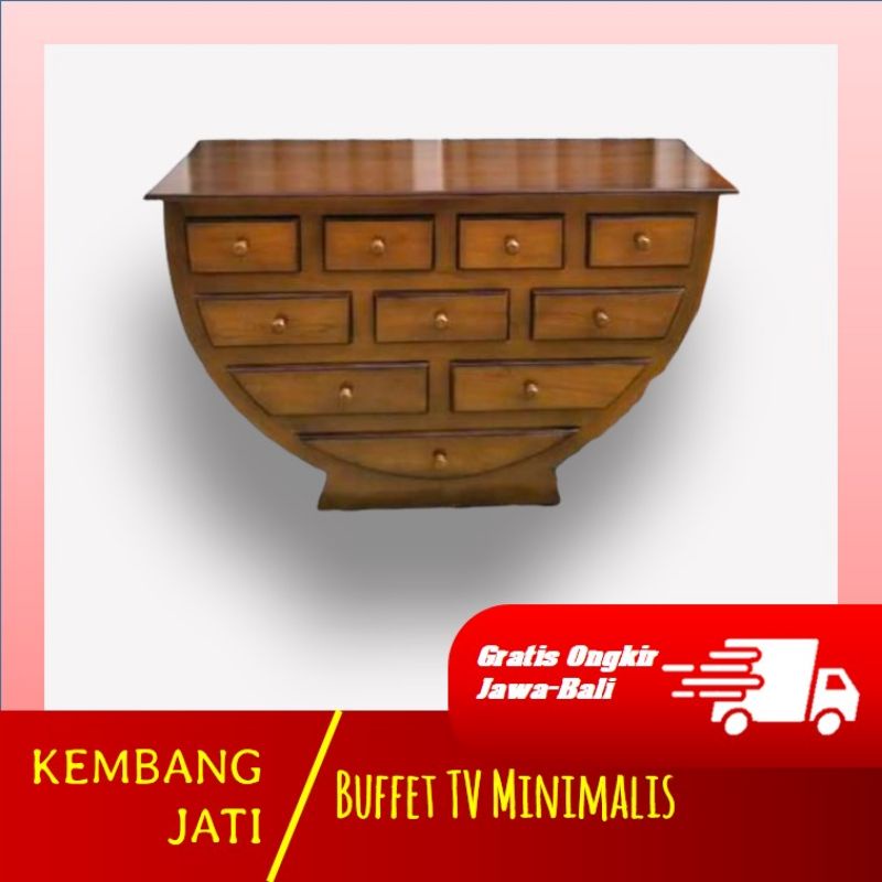 BUFET MINIMALIS MODERN BAHAN KAYU JATI ASLI