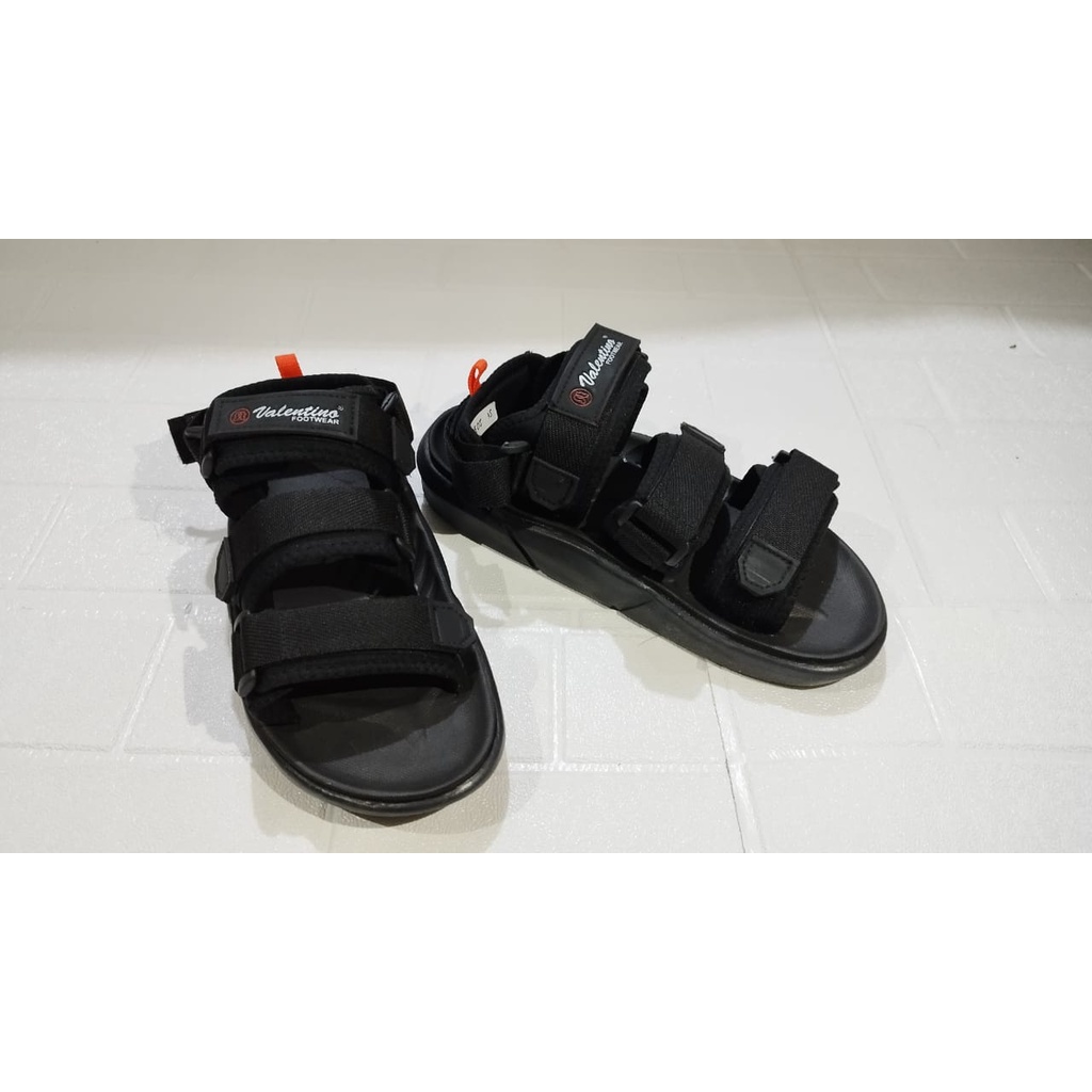 Sandal Valentino Relic Supra 203 -  Fullblack/Blackwhite - Sepatu Sandal Traveling Pria dan Wanita S