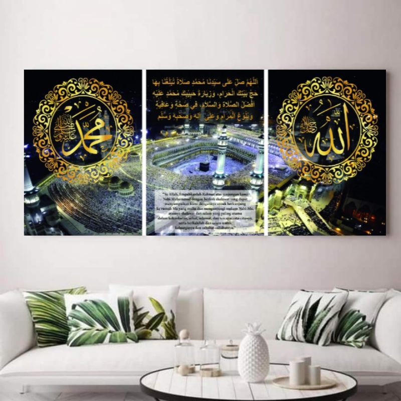 DEKORASI DINDING SHABY/PAJANGAN DINDING ISLAMI/WALLDECOR MEKAH 1 SET