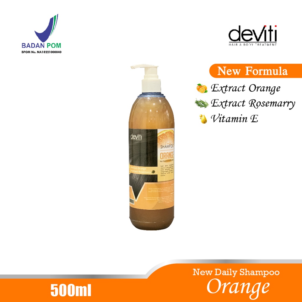 Deviti Shampoo Orange 500ml Perawatan Rambut Rontok dan Bercabang