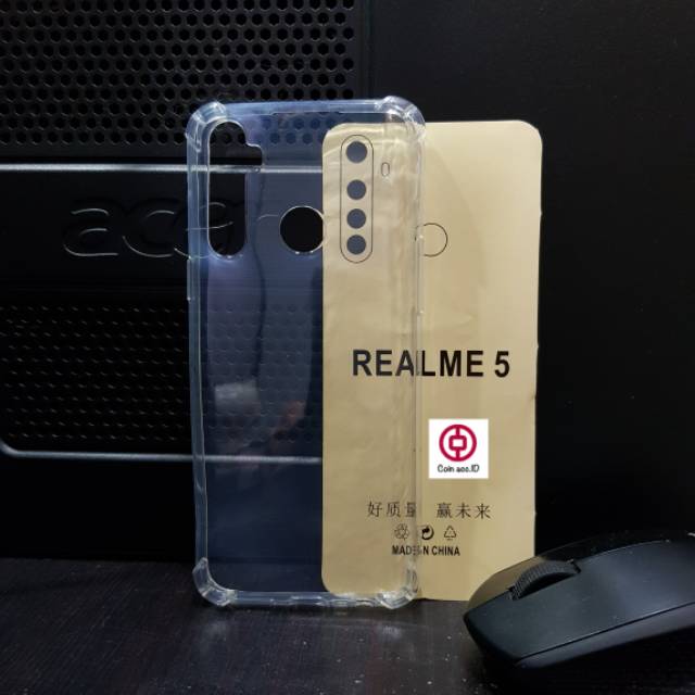 Anti crack soft case REALME 5/5i/5s/5c - silikon casing warna putih transparan