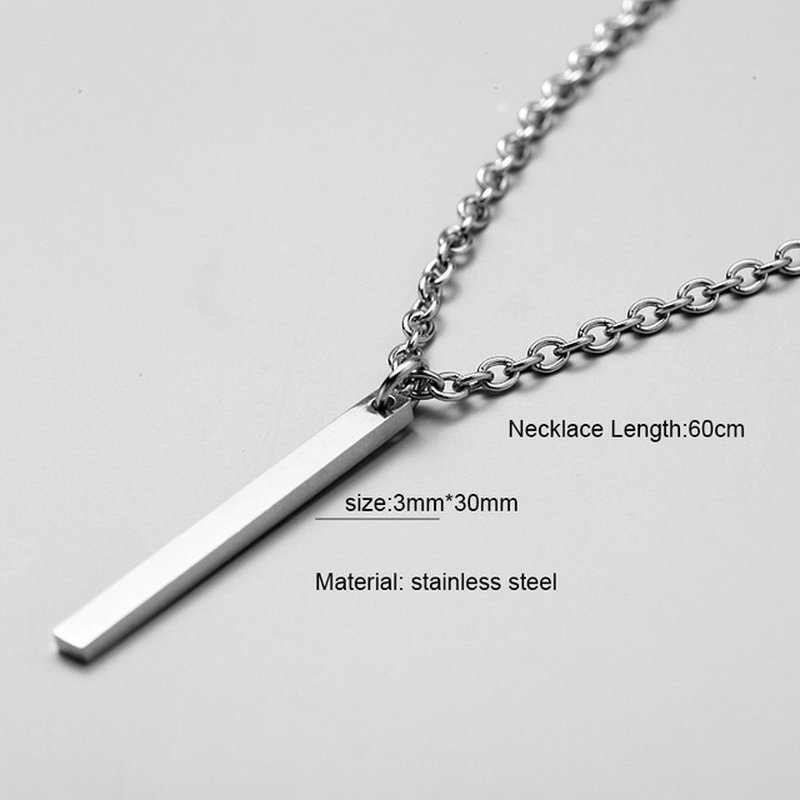 Men Long Stainless Steel Necklace Geometric Personality Pendant Fashion Accessories Jewelry Korean Charm BTS Necklace Factory Wholesale