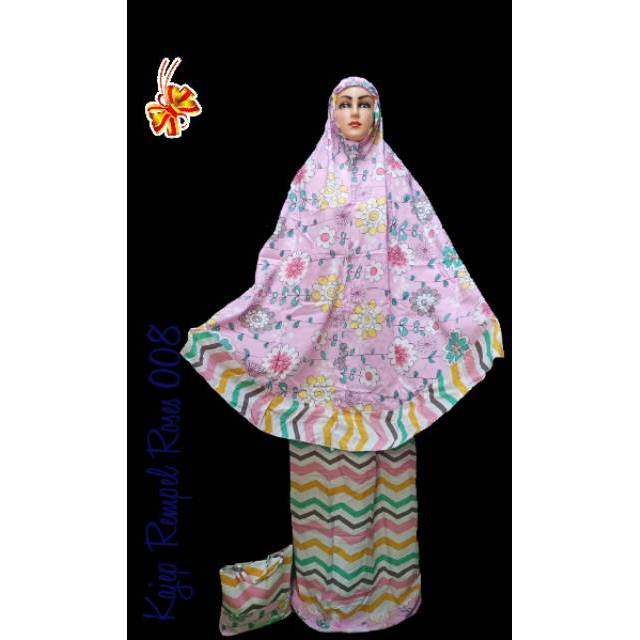 promo....... Mukena katun jepang  rempel motif bunga besar, ada pilihan warna