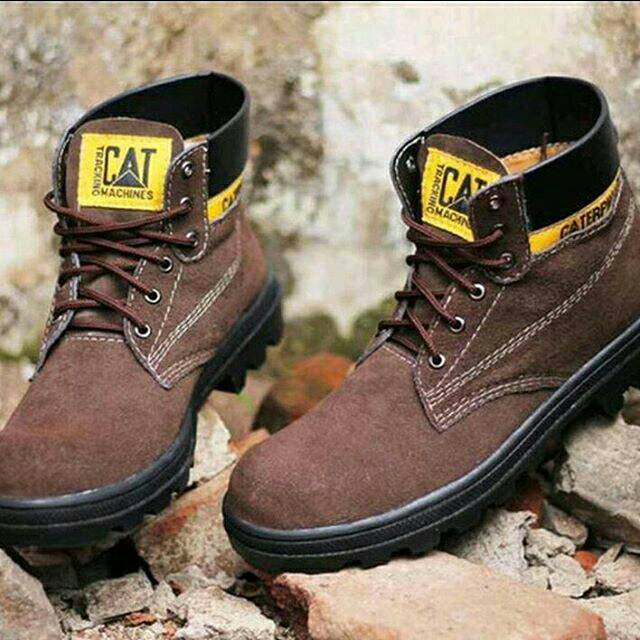 [ BISA COD ] Sepatu Safety Boots Pria Caterpillar Steel Toe Ujung Besi Terlaris Murah