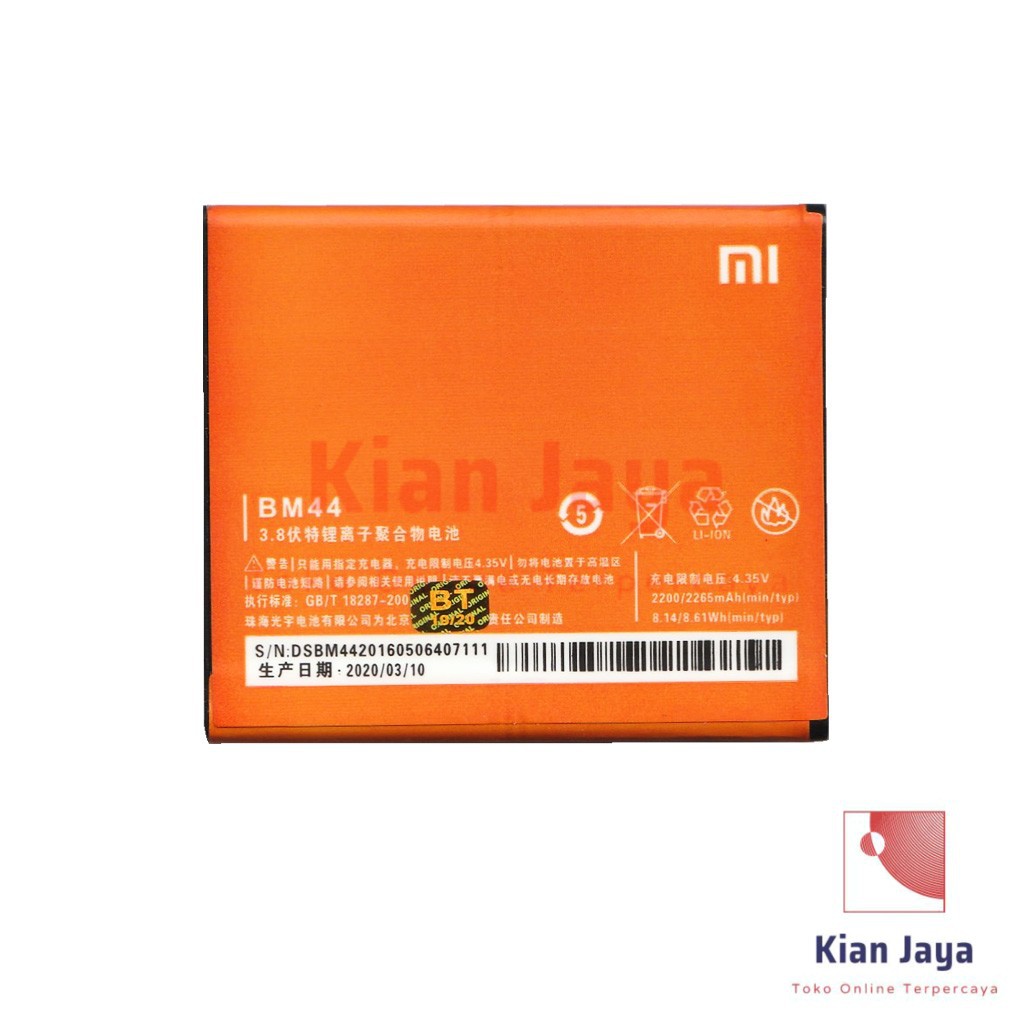 Baterai Redmi 2, 2s, Redmi 2 Prime, Redmi 2 Pro BM44 Original OEM Batrai Batre Battery Handphone Hp BM 44 Ori