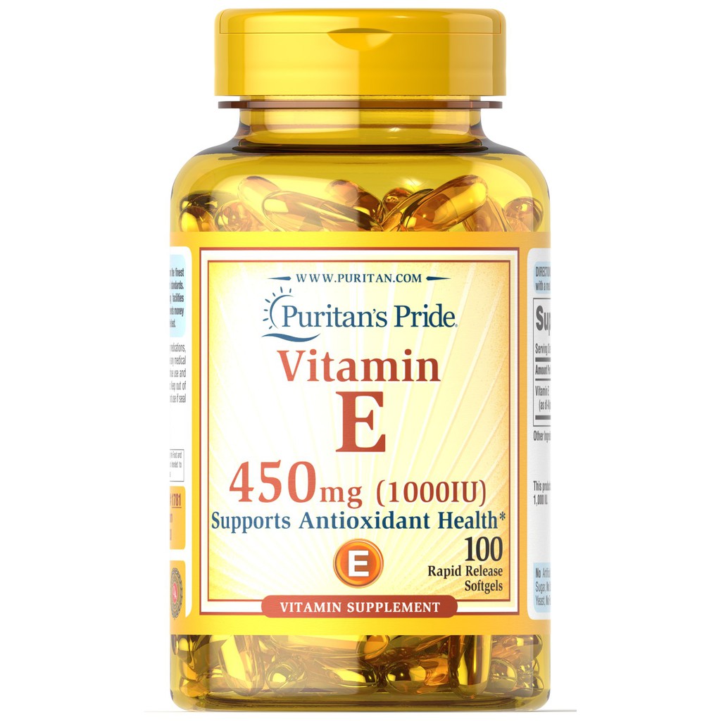PURITAN'S PRIDE VITAMIN E-450MG (1000 IU), 100 SOFTGELS