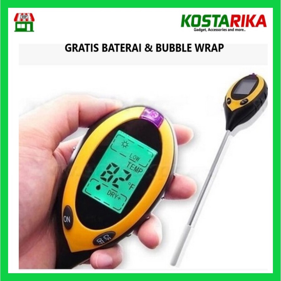 Soil Analyzer Tanah 3 in 1 4 in 1 Tester Meter Moisture Meter PH Meter Sunlight Meter Suhu Alat Ukur