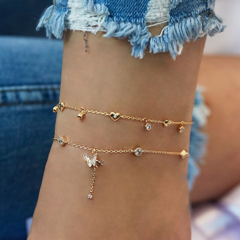 Cross love Chain Anklets for Women Foot Accessories Summer Beach Barefoot Sandals Bracelet ankle on the leg Female