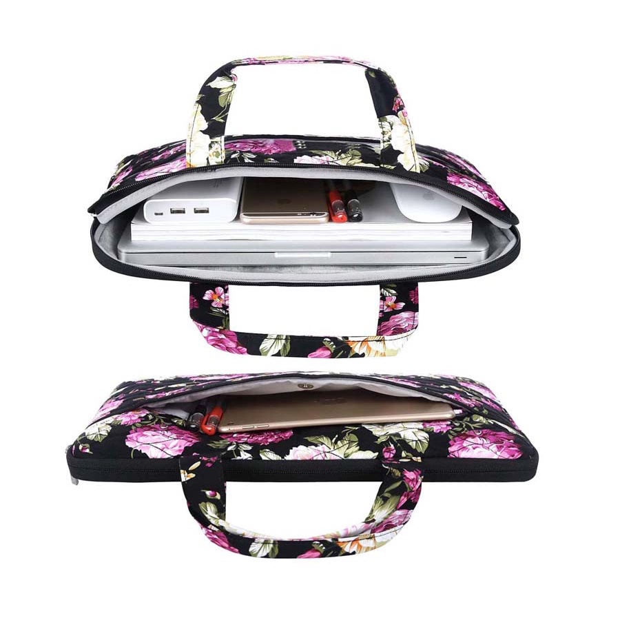 Tas Laptop Selempang Mosiso Peony Floral Shoulder Strap 13 14 inch