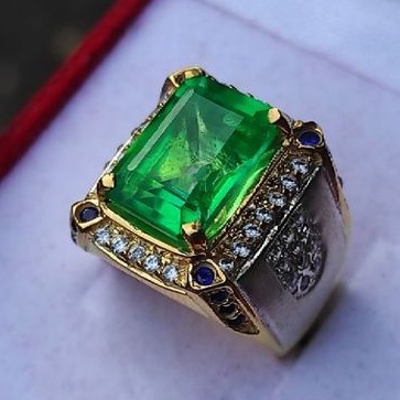 ( Promo Spesial ) Natural Zamrud Colombia CO kuwalitas super Ring Perak Handmade Batu Zamrud