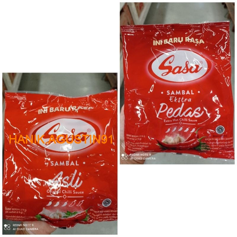

Sasa Saus Sambal Asli/ Ekstra Pedas 1 pack/bungkus - isi 24 sachet
