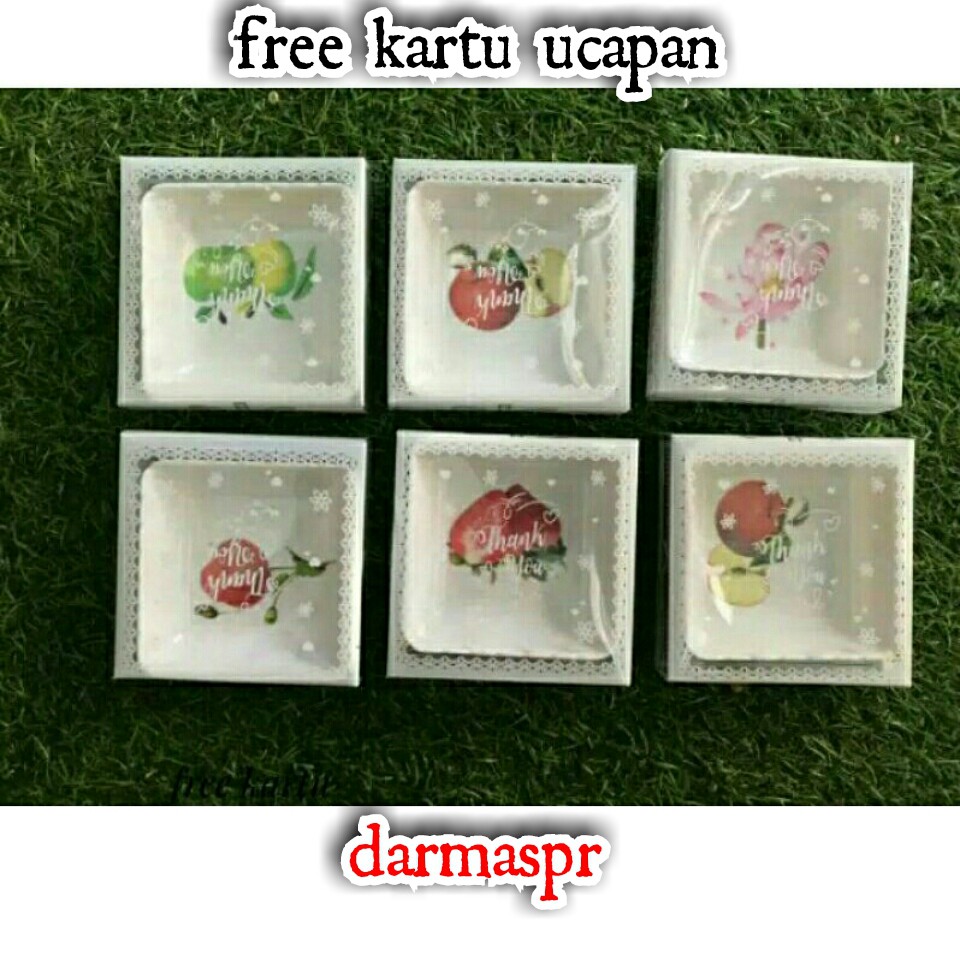 souvenir pernikahan mangkok kotak kemasan mika motif bonus kartu ucapan terima kasih ISI 20PCS