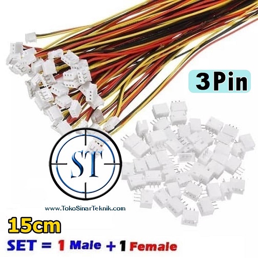 1 Set Micro ZH 15cm 1.5mm 3-Pin JST 3 Jalur Connector Plug Male Female Mini JST 3pin 3p Kabel Male Female PCB Konektor Plug