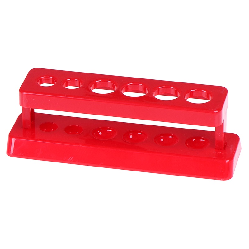 Rak Stand Holder Tabung Reaksi 6 Lubang Bahan Plastik Warna Merah Untuk Laboratorium