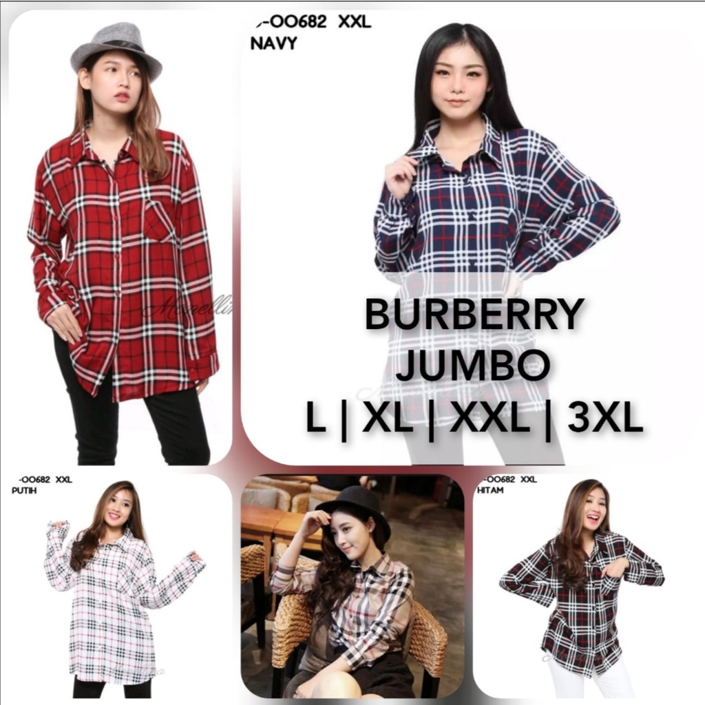 Kemeja Wanita Terbaru Jumbo XXXL / Kemeja Blueberry Jumbo XXXL / Kemeja Kotak Wanita Jumbo XXXL Terb